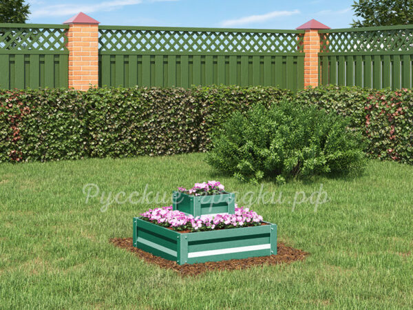 Клумба «Квадратная 2 яруса» с полимерным покрытием