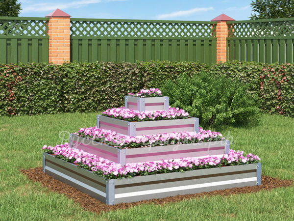 Клумба «Квадратная 4 яруса» оцинкованная